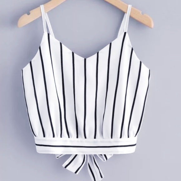 striped blouse cami top Tops - Crop Top Cami Off White Stretchy Adjustable Straps